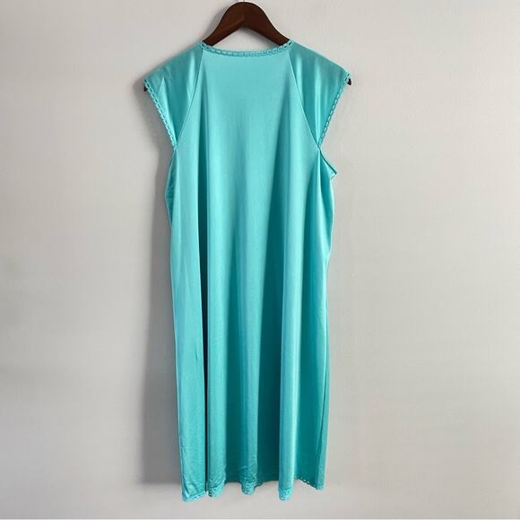 Vanity Fair | Vintage Turquoise Blue Night Gown Intimates Set Robe Nighty Dress - Picture 6 of 12